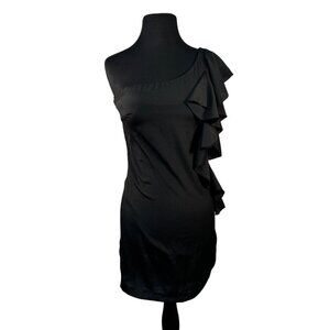 One-Shoulder Black Ruffled Dress By Mystic Size Small